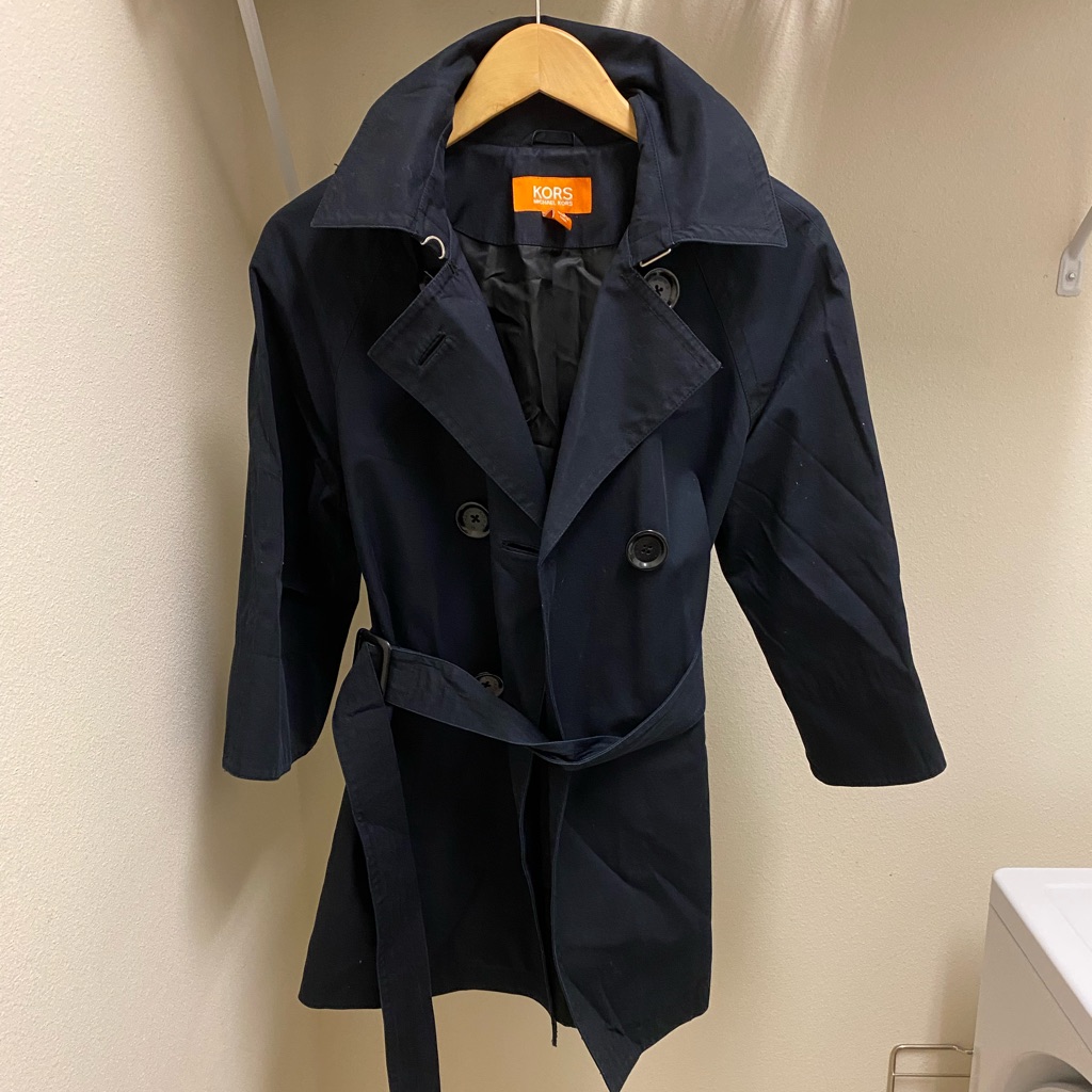 Michael Kors Black Trench Coat, Medium